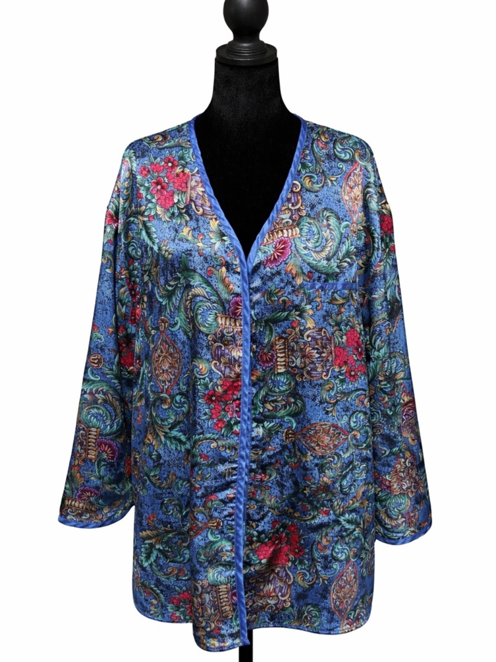 Kathryn Vintage Women's Blue Printed Blazer Jacket